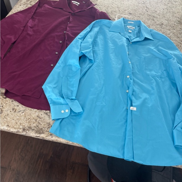 VanHeusenMen's Classic Button-Down Shirt - Blue and Burgundy - Picture 1 of 6